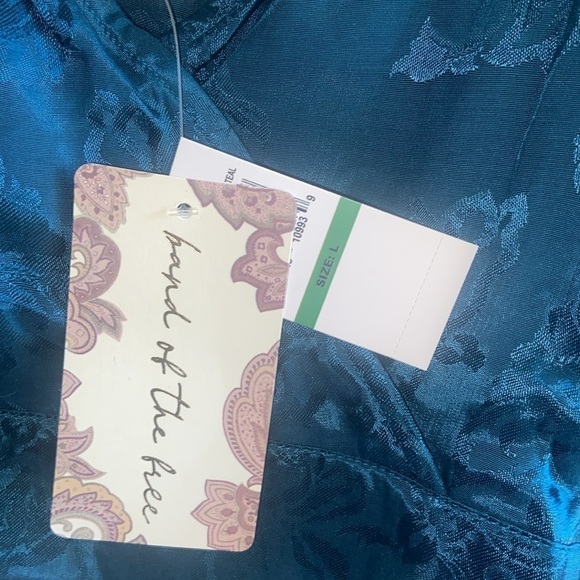 Band of the Free Womens Size L Romantic Whimsigoth Boho Deep Teal Crossover Top - Picture 7 of 11